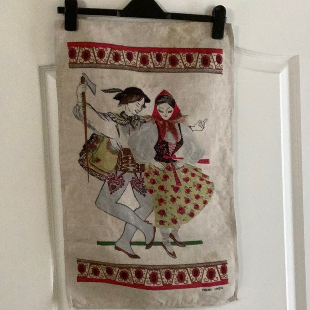 Polish Linen Tea Towel, vintage